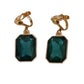 Rectangle Green Centre Stone Clip On Earrings