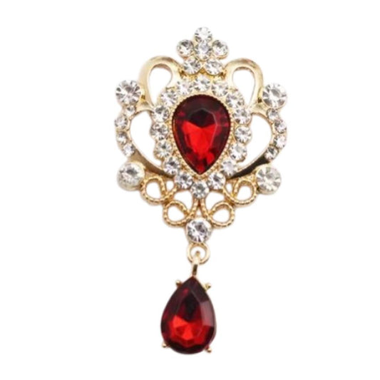 Red Centre With Stone Detail Brooch