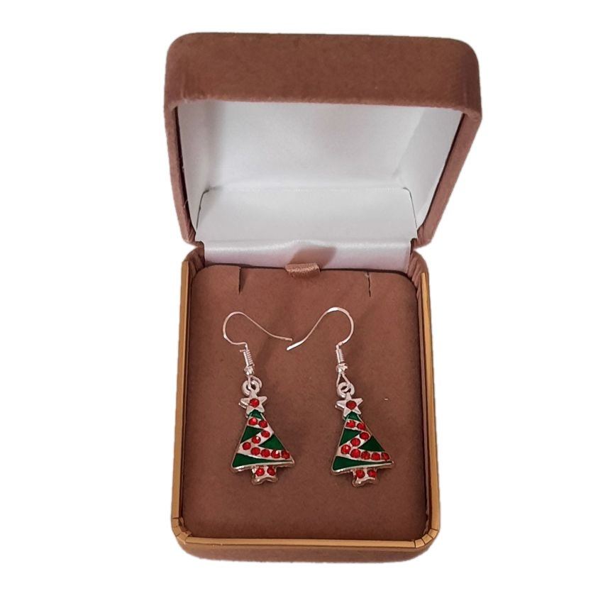 Red Diamante Set Christmas Tree Earrings(2)