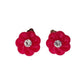 Red Flower Clip On Earrings