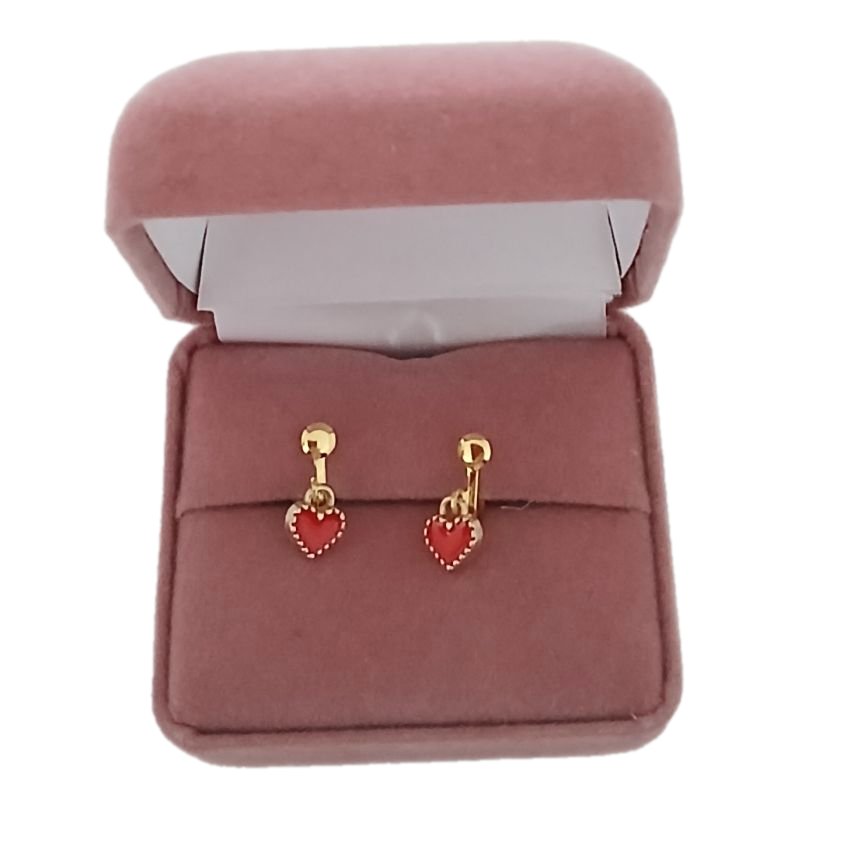 Red Heart Clip On Drop Earrings(2)