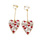 Red Heart Diamante Clip On Earrings