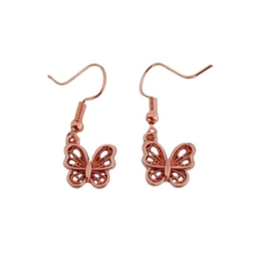 Red Rose Gold Butterfly Earrings