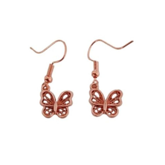 Red Rose Gold Butterfly Earrings