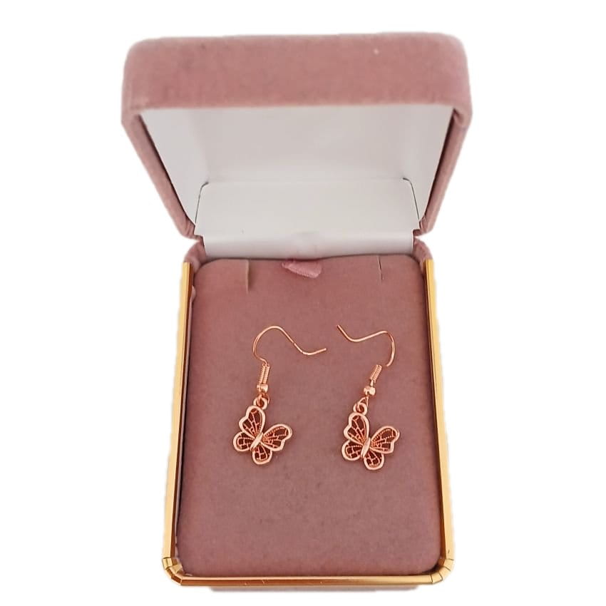 Red Rose Gold Butterfly Earrings(2)