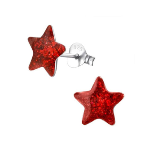 Red Star Sterling Silver Earrings