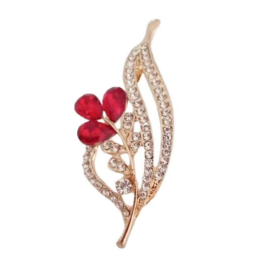 Red And Gold Diamante Brooch