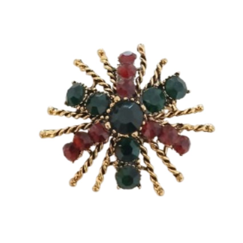 Red And Green Crystal Brooch