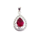 Red Centre Stone Cubic Zirconia Pendant With a Filigree Surround