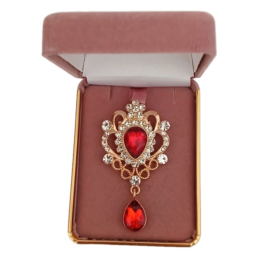 Red Centre With Stone Detail Brooch(2)