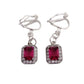 Red Diamante Drop Clip On Earrings