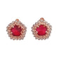 Red Hexagonal Diamante Clip On Earrings