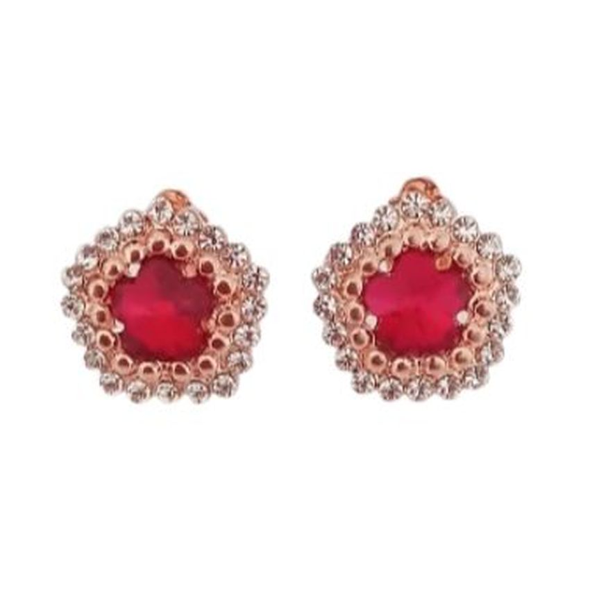 Red Hexagonal Diamante Clip On Earrings