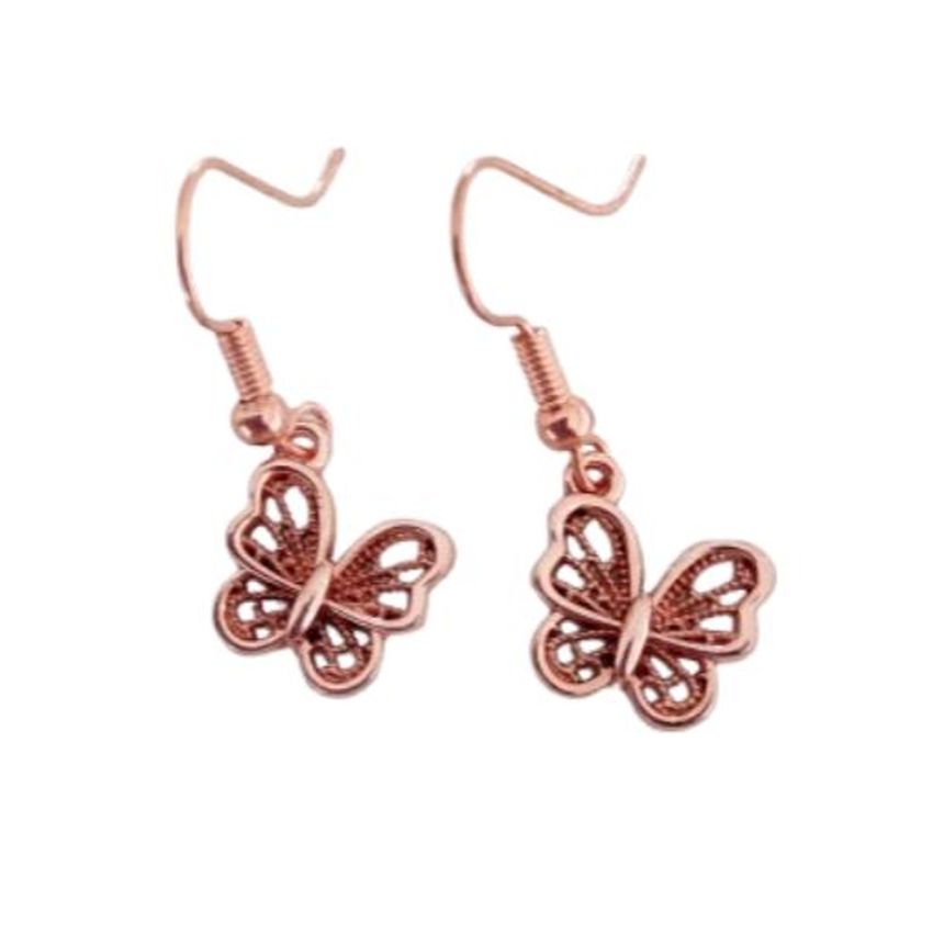 Red Rose Gold Butterfly Earrings