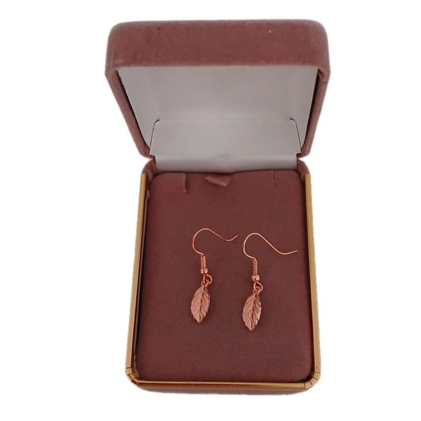 Red Rose Gold Leaf Hook Drop Earrings(2)