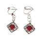 Red Stone Filigree Clip On Earrings