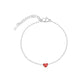 Rhodium Plated Red Heart Silver Bracelet