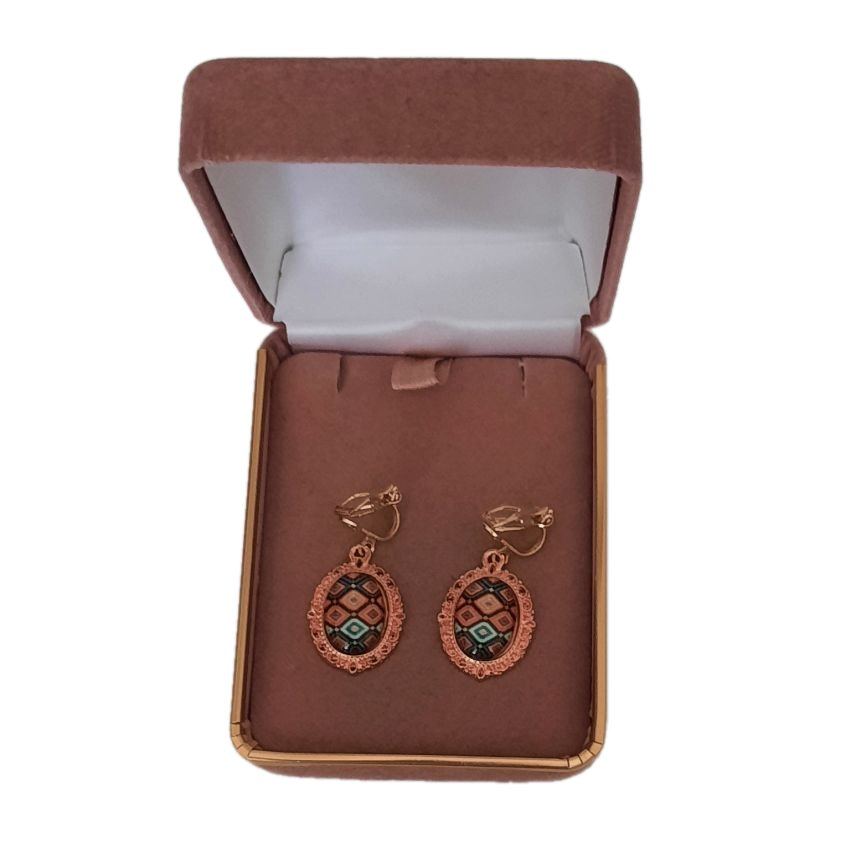 Rose Gold Pattern Clip On Earrings(2)