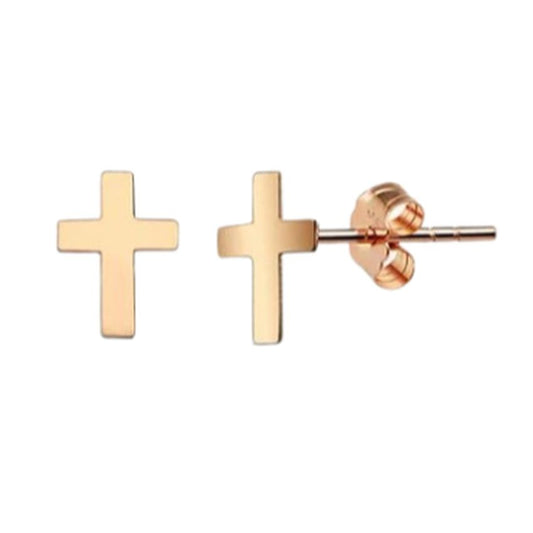 Rose Gold Sterling Silver Small Stud Communion Earrings