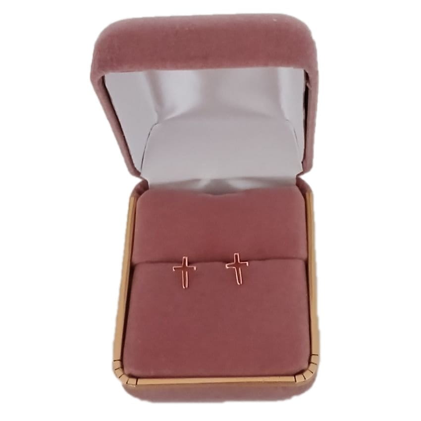 Rose Gold Sterling Silver Small Stud Communion Earrings(2)