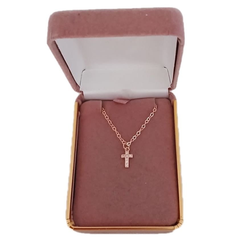 Rose Gold Stone Set Cross Necklace(2)