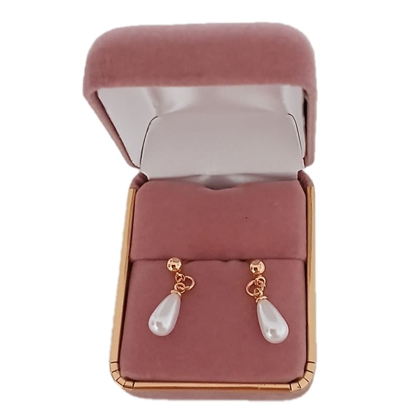 Rose Gold Tone Kids Drop Pearl Earrings(2)