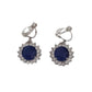 Round Blue Crystal Clip On Earrings