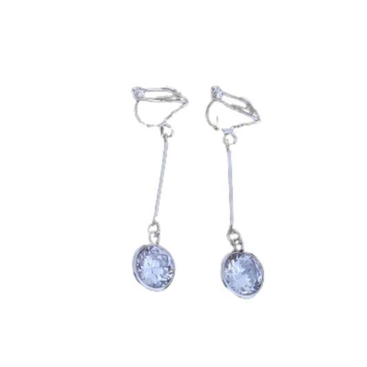 Round Diamante And Silver Clip On Earrings
