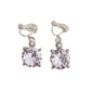 Round Diamante Drop Silver Clip On Earrings