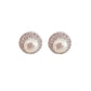 Round Pearl Stud Earrings With White Cubic Zirconia