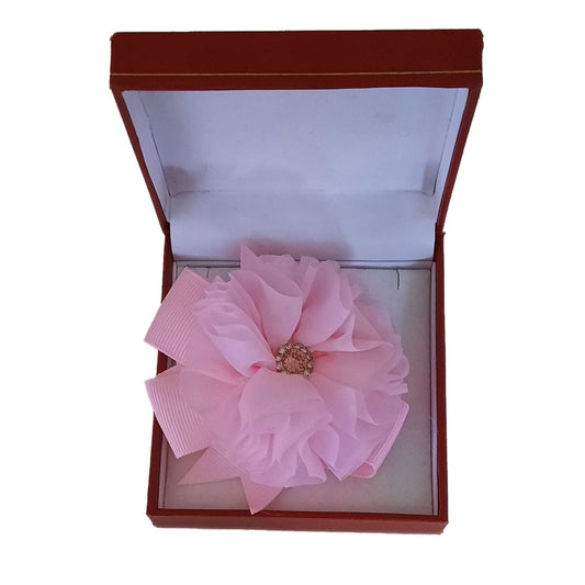 Ruffled Pink Ribbon Flower Wrist Corsage