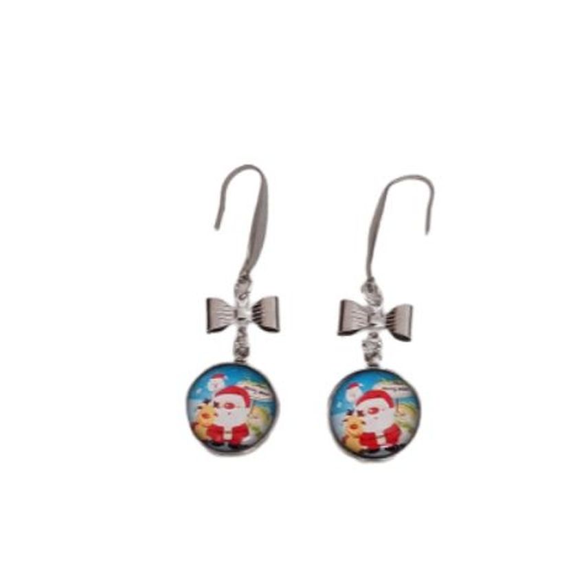 Santa And Bow Drop Earrings