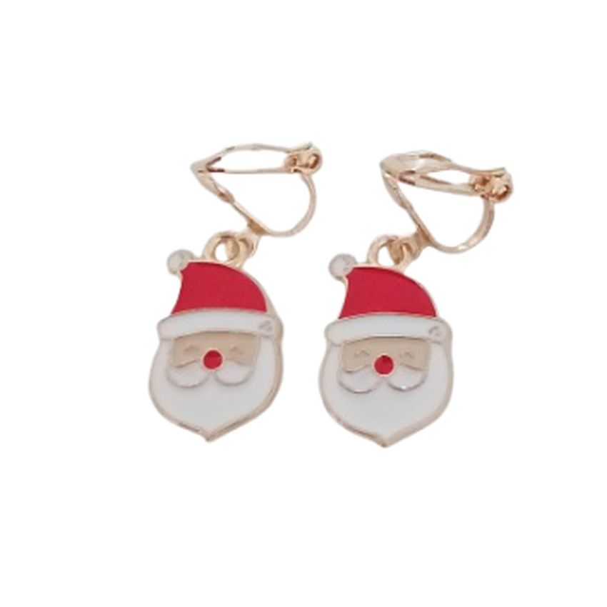 Santa Face Clip On Earrings