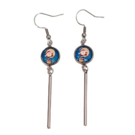 Santa Long Stem Drop Earrings