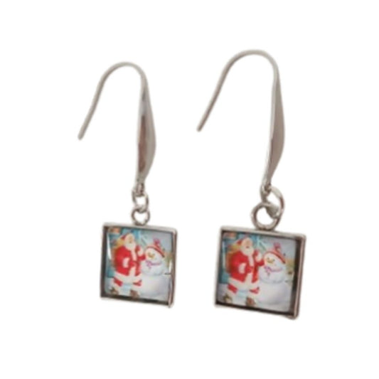Santa And Snowman Christmas Earrings