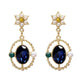 Sapphire Blue Pearl Flower Clip On Earrings