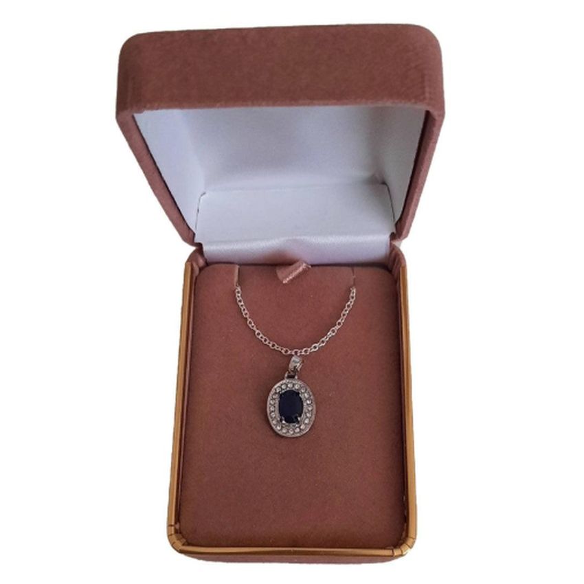 Sapphire Blue Centre Stone With Cubic Zirconia Edges Pendant(2)