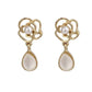 Screw Back Flower Pearl Drop Clip On Earrings