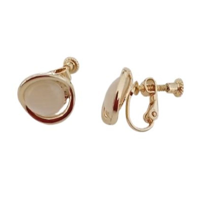 Screw Back Gold And Pearl  Round Clip On Earrings