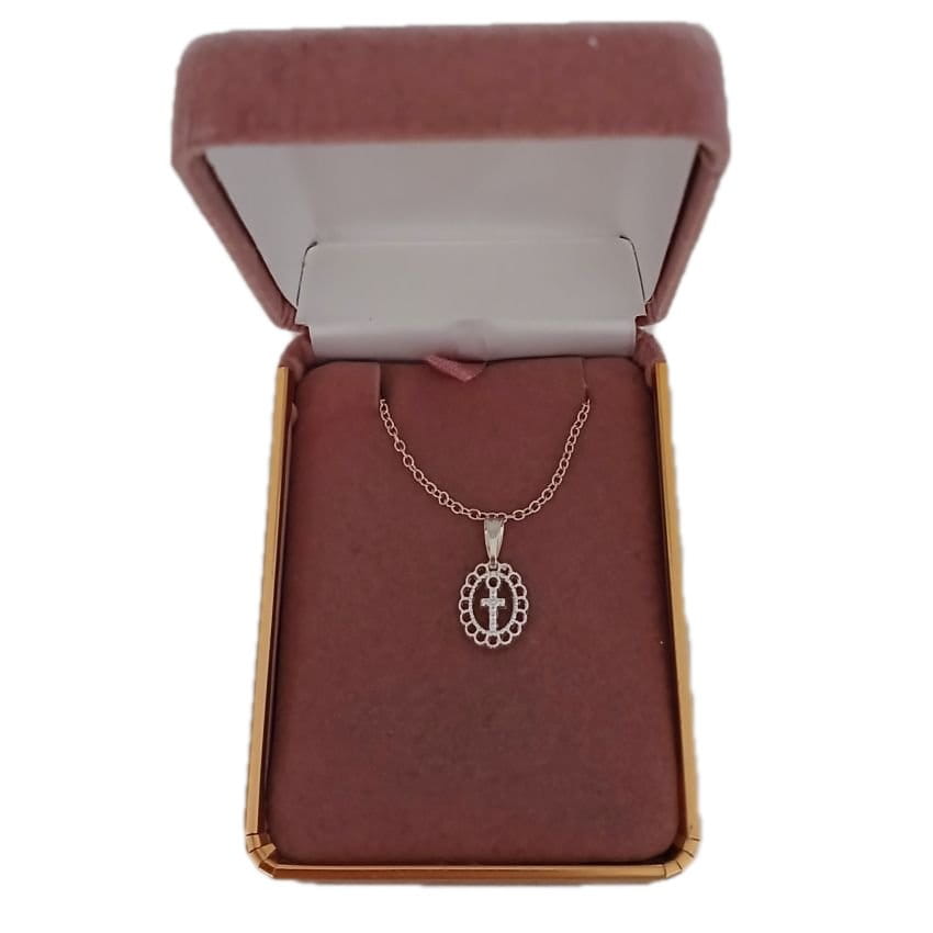Scroll Edge Cross Pendant On A Sterling Silver Chain(2)