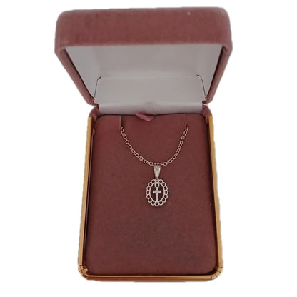 Scroll Edge Cross Pendant On A Sterling Silver Chain(2)