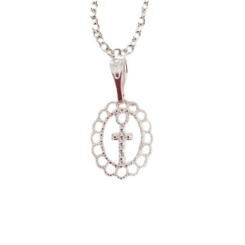 Scroll Edge Cross Pendant On A Sterling Silver Chain