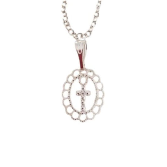 Scroll Edge Cross Pendant On A Sterling Silver Chain