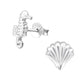 Seahorse And Shell Sterling Silver Earrings