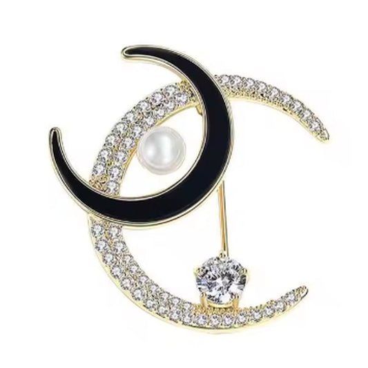 Semi Circle Crystal Brooch