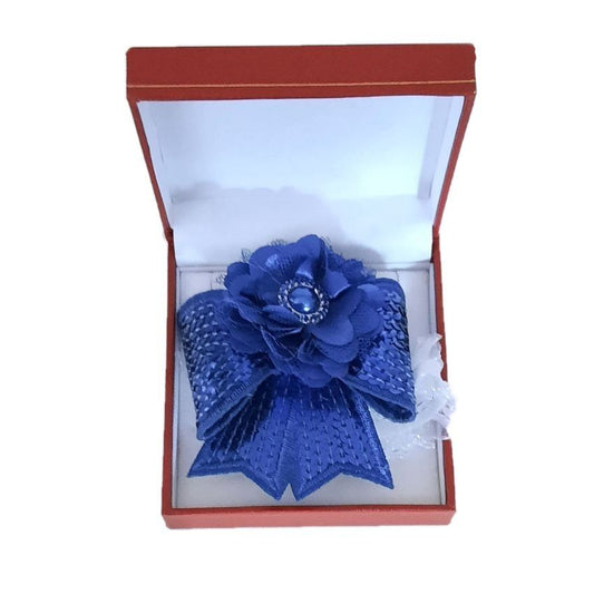 Sequin Ribbon Blue Flower Wrist Corsage