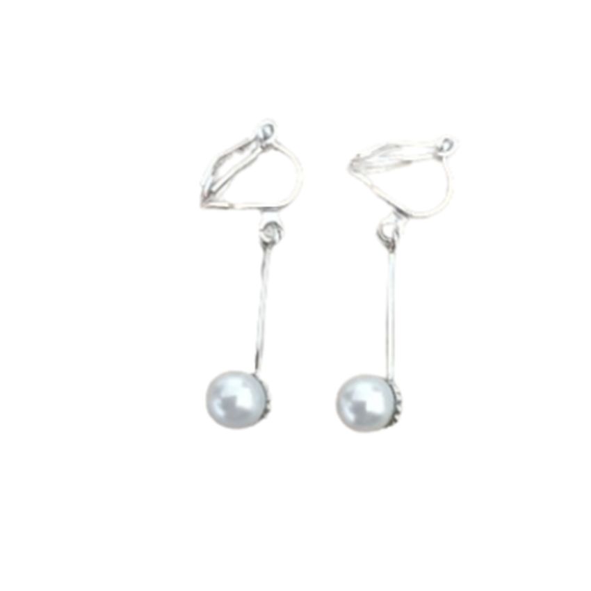 Short Stem Drop Pearl Clip On Earrings