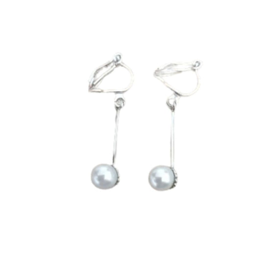 Short Stem Drop Pearl Clip On Earrings