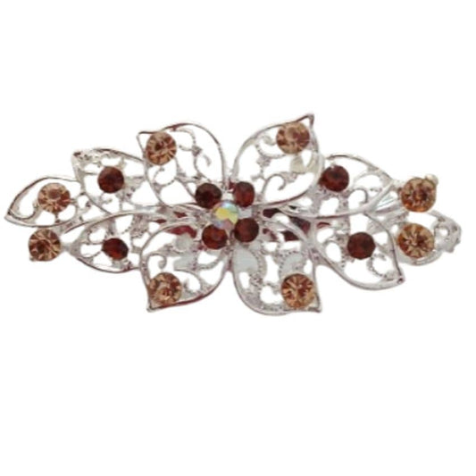 Silver Brooch Set With Diamante Stones