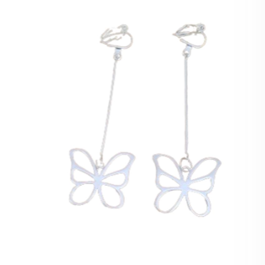 Silver Butterfly Clip On Earrings